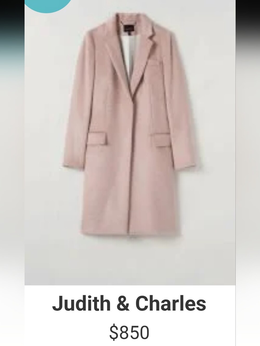 Judith & Charlea Blush Pink Long Wool & Mohair Blend Coat Sz XS-0